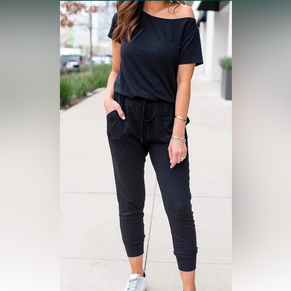 PRETTYGARDEN Women’s Loose Off-Shoulder Elastic Waist Stretchy Romper Jumpsuit